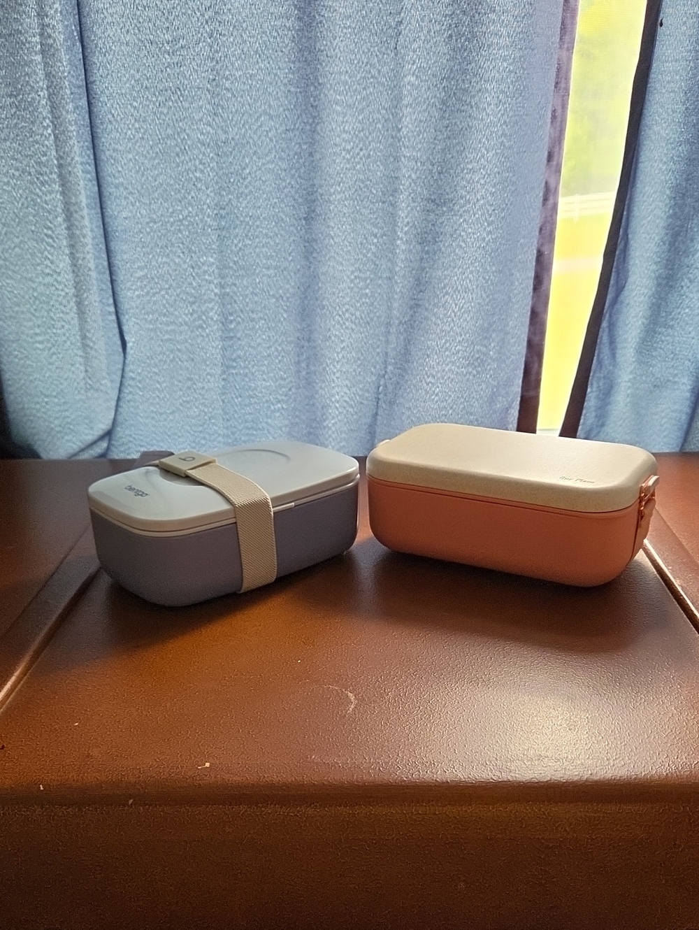 Portable Bento Lunch Box Set - Blue and Peach